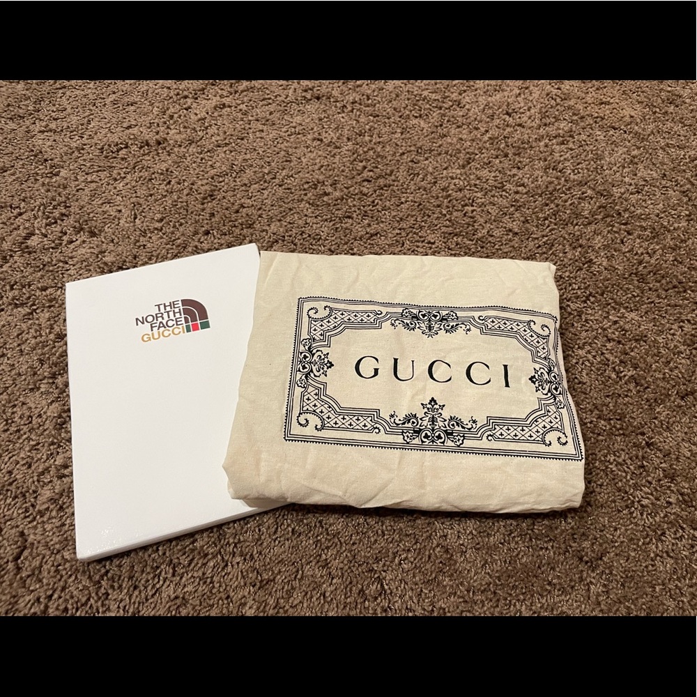Gucci laundry bag and Northface collab lookbook